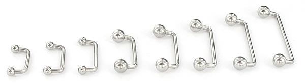 14g 90° Stainless Steel Surface Barbell- Size options