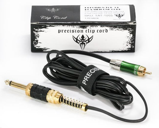 Precision Premium Pro Design Tattoo RCA Cable With Green Phono Plug