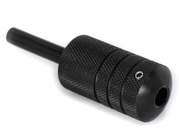 Knurling Lightweight Autoclavable Ballistic Plastic 1" Black Tattoo Grip - One-Piece Design