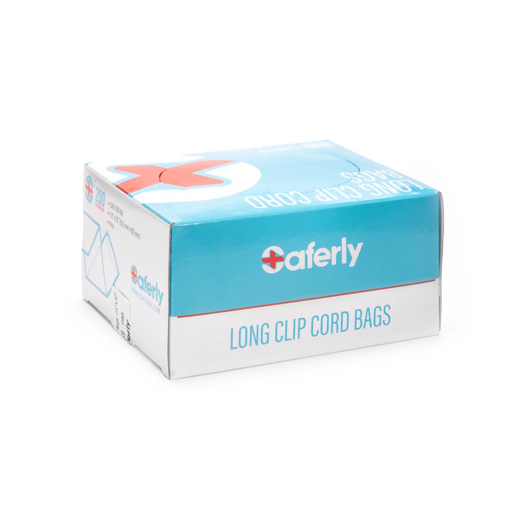 Saferly 32" Clip Cord Sleeves + Machine Bags — Box of 200 — Pick Color