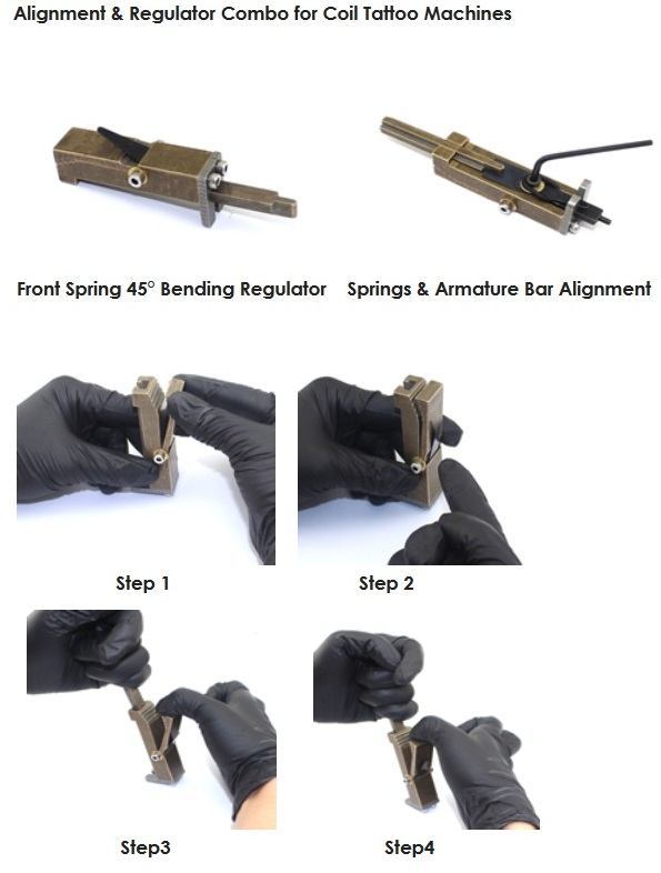 Brass Spring Flake Adjuster and Spring Bender - Alignment & Regulator Combo For Coil Tattoo Machines