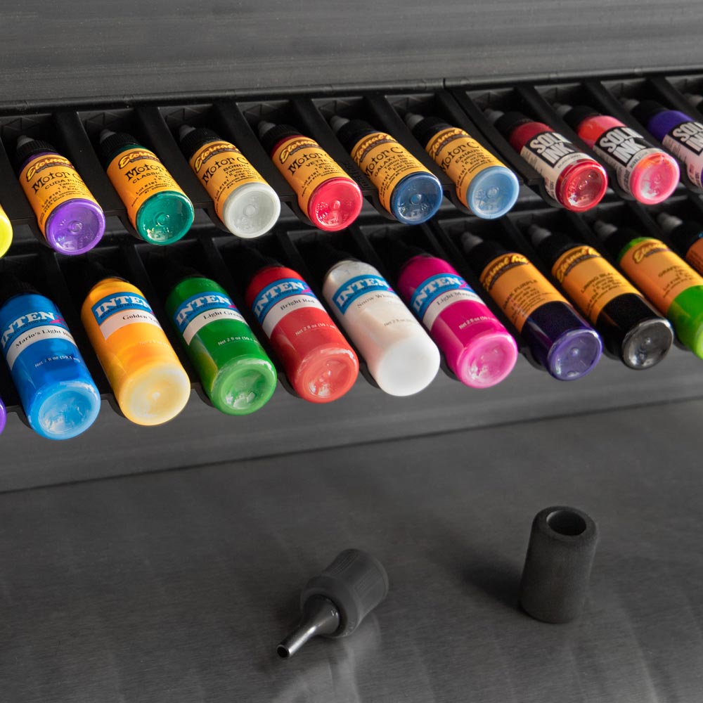 Method Tattoo Ink Shelf — Modular Tattoo System — 2oz (on wall)