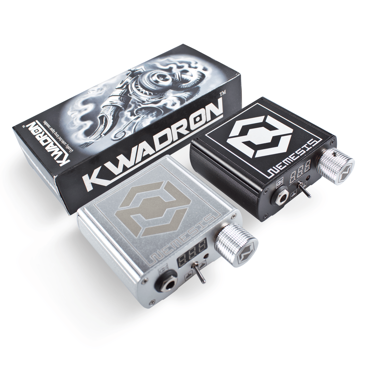 Nemesis Professional Tattoo Power Supply in Black by Kwadron Black and Silver 3