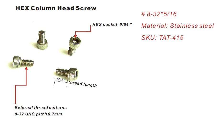 8/32” Hex Column Head Screw - M4 Metric - 5/16” Length