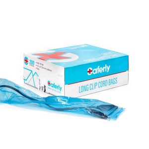 Saferly 20" Clip Cord Sleeves + Machine Bags — Blue — Box of 200 - Painful Pleasures