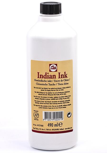 Talens Black Indian Drawing Ink — 490mL Bottle