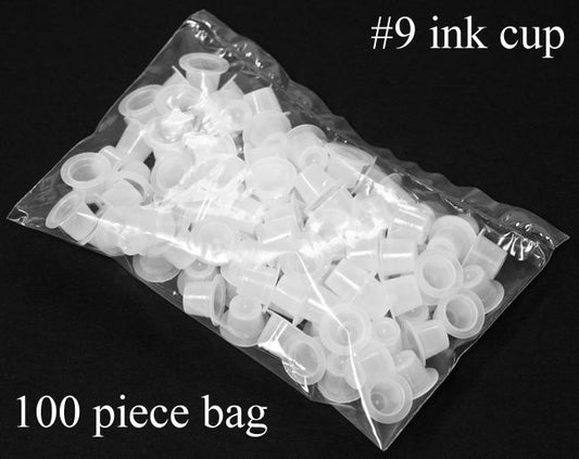 100 Tattoo Ink Cups — Size #9 (Small) — Price Per Bag