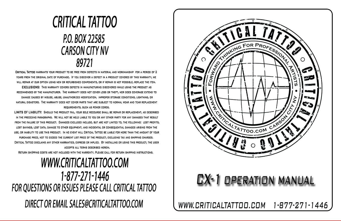 Critical Tattoo Information — Operation Manual