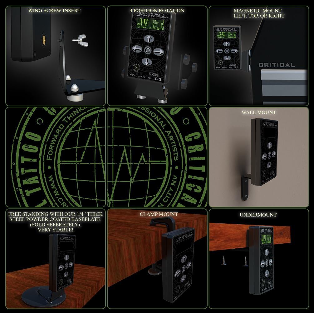 Critical Tattoo® CX1 Generation 2 Micro Power Supply — Mounting Options