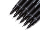 Precision Artist Black Drawing Pens – One Set of 6 Assorted Tips