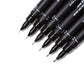 Precision Artist Black Drawing Pens - One Set of 6 Assorted Tips