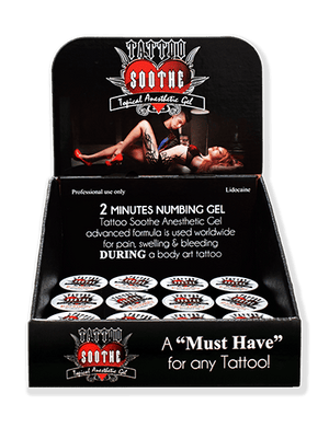 Tattoo Soothe Gel Display — Topical Anesthetic — 12 Pack of Jars