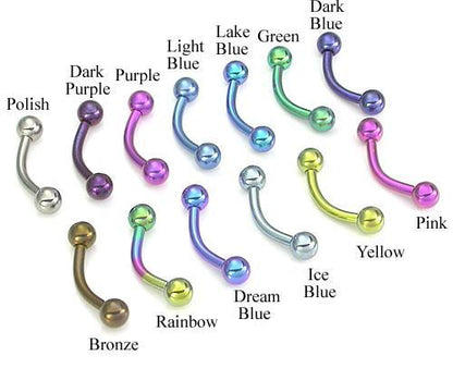 18g Titanium Bent Barbell - Top Grade Titanium Eyebrow, Rook, Tragus Jewelry - Painful Pleasures