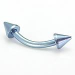 16g Titanium Bent Barbell with Titanium Cones Spikes - Painful Pleasures