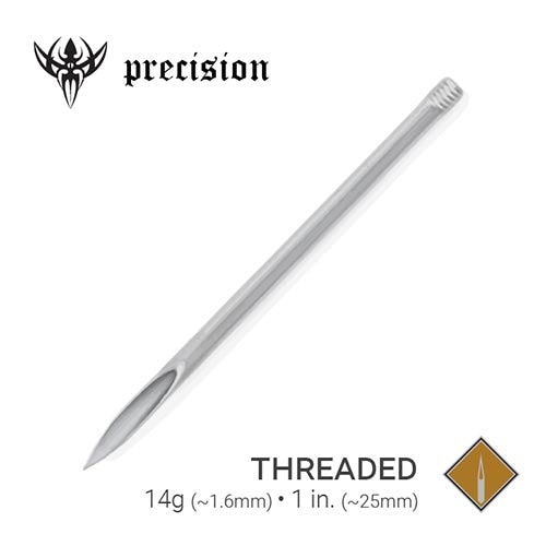 14g Threaded Sterilized 1" Piercing Needles — Box of 100 Painful