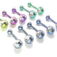 14g Externally Threaded Titanium Navel Barbell w/ Double Jewel — Price Per 1