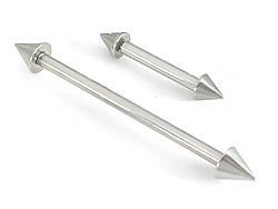 14g 5/8" Straight Double 4mm Cone Barbell - Painful Pleasures