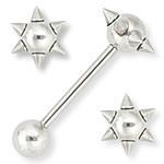 14g 6 Spike Straight Steel Barbell — Price Per 1 - Painful Pleasures