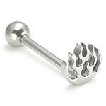 14g 5/8” Steel Casted Flame Straight Barbell - Painful Pleasures