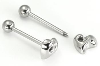 14g 5/8" Heart Straight Steel Barbell — Price Per 1