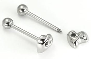 14g 5/8" Heart Straight Steel Barbell — Price Per 1 - Painful Pleasures