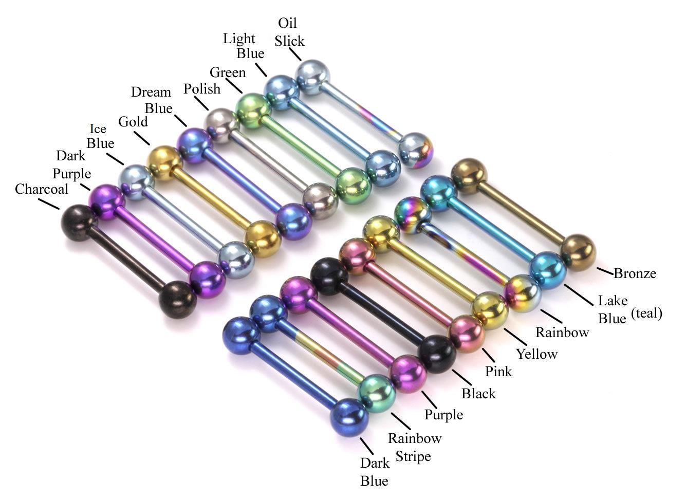 14g Titanium Replacement Ball- Externally Threaded-Color Chart