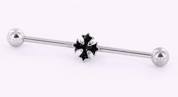14g 1.5" Gothic Cross Industrial Barbell