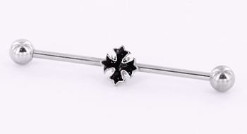 14g 1.5" Gothic Cross Industrial Barbell - Painful Pleasures