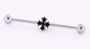 14g 1.5" Gothic Cross Industrial Barbell - Painful Pleasures