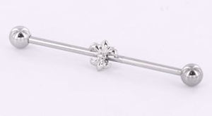 14g 1.5” Fleur de Lis Industrial Barbell - Painful Pleasures