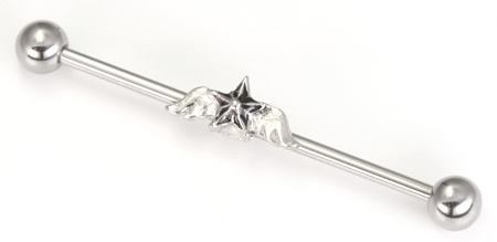14g 1.5" Winged Star Industrial Barbell