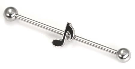 14g 1.5" Music Note Industrial Barbell