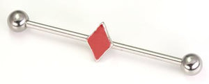 14g 1.5" Red Diamond Industrial Barbell - Painful Pleasures