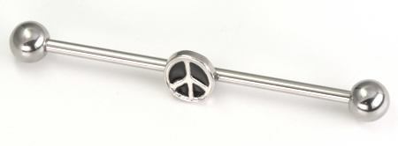 14g 1.5" Peace Sign Industrial Barbell
