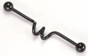 14g 1.5" Black Twister Industrial Barbell