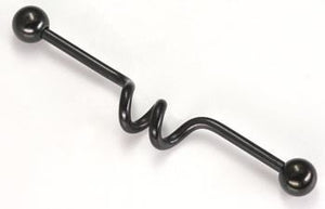 14g 1.5" Black Twister Industrial Barbell - Painful Pleasures