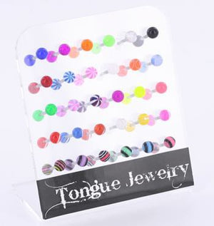 14g 5/8" Acrylic Ball Straight Barbells plus Display Stand - Painful Pleasures