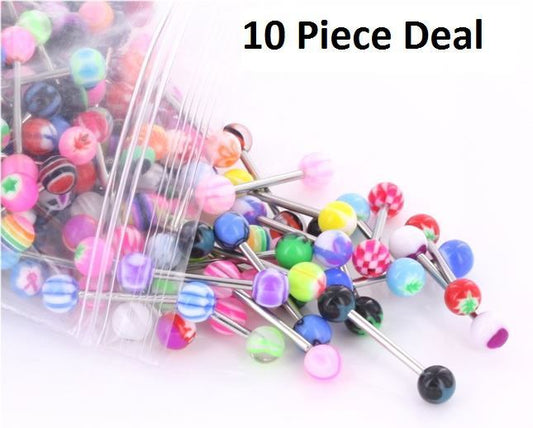 14g 5/8" Acrylic Mix Straight Barbells - Price Per 10