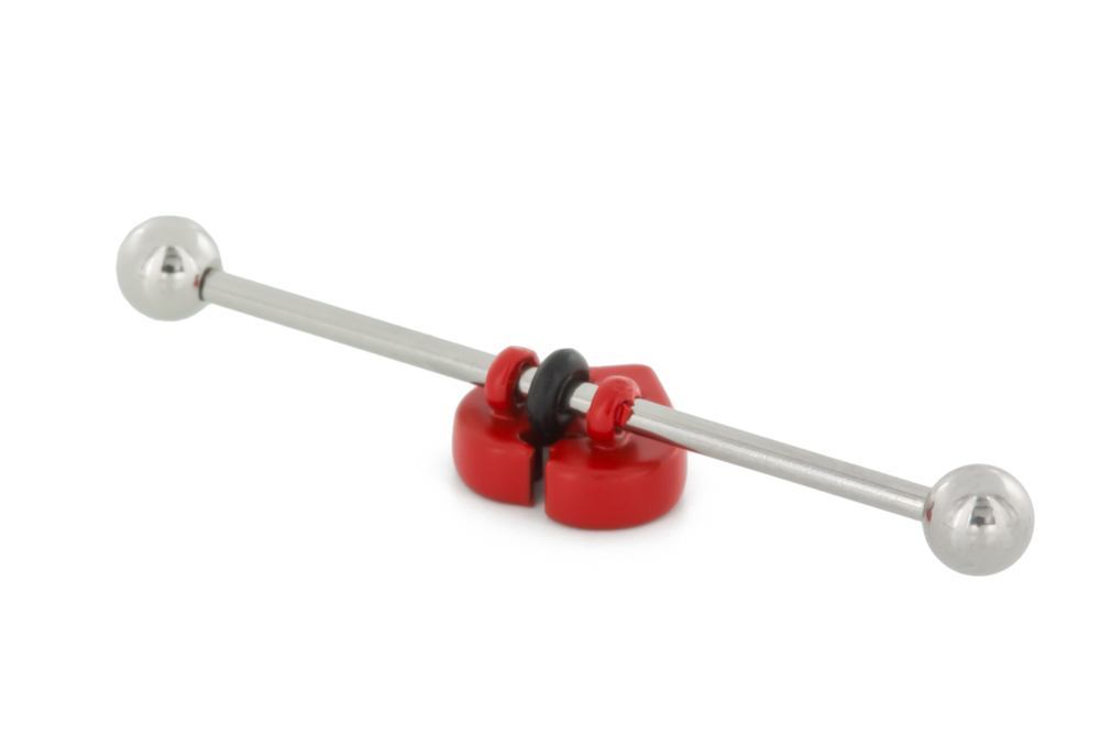 14g 1.5” Broken Heart Industrial Barbell- Back View