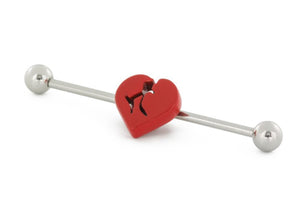 14g 1.5" Broken Heart Industrial Barbell - Painful Pleasures