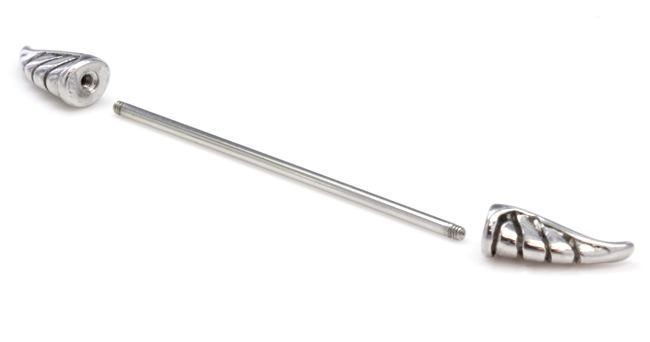 16g 1 3/8” Wing Industrial Barbell- Wings Off