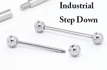 16g E-Z Piercing Straight Barbell Step-Down Barbell - Painful Pleasures
