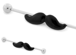 14g 1.5" Mustache Industrial Barbell - Painful Pleasures