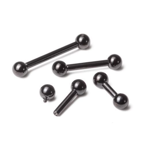 12g Internal PVD Black Straight Steel Barbell — Price Per 1