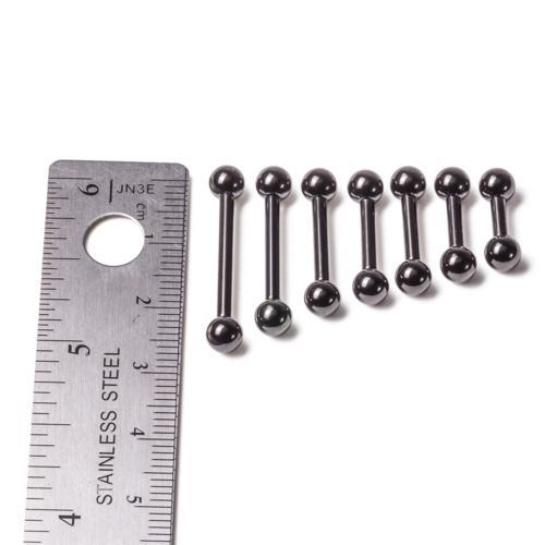 12g Black PVD Coated Steel Internal Straight Barbell – 1/4" to 3/4" Size Chart