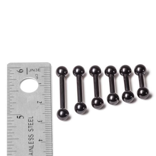 10g Black PVD Coated Steel Internal Straight Barbell – 5/16” to 3/4" Size Chart