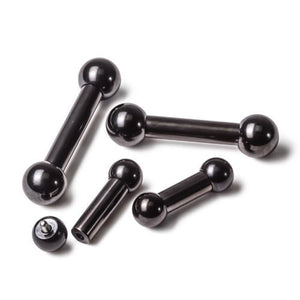 4g Black PVD Coated Steel Internal Straight Barbell - 1/2" to 1â - Painful Pleasures