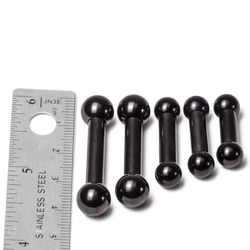 4g Black PVD Coated Steel Internal Straight Barbell – 1/2" to 1” Size Chart