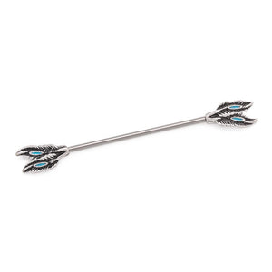 14g 1 1/2” Steel Industrial Barbell with Dual-Feather End Pieces - Painful Pleasures