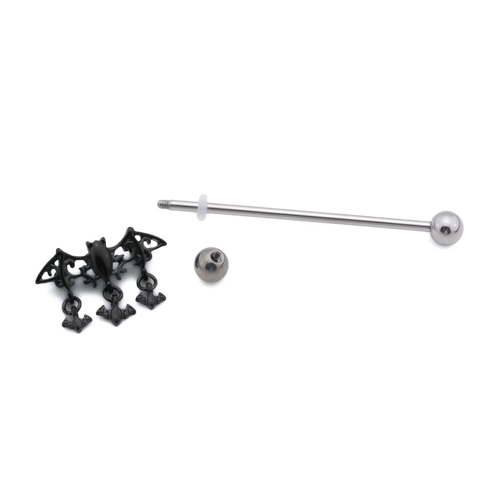 Black PVD Bats Industrial Barbell